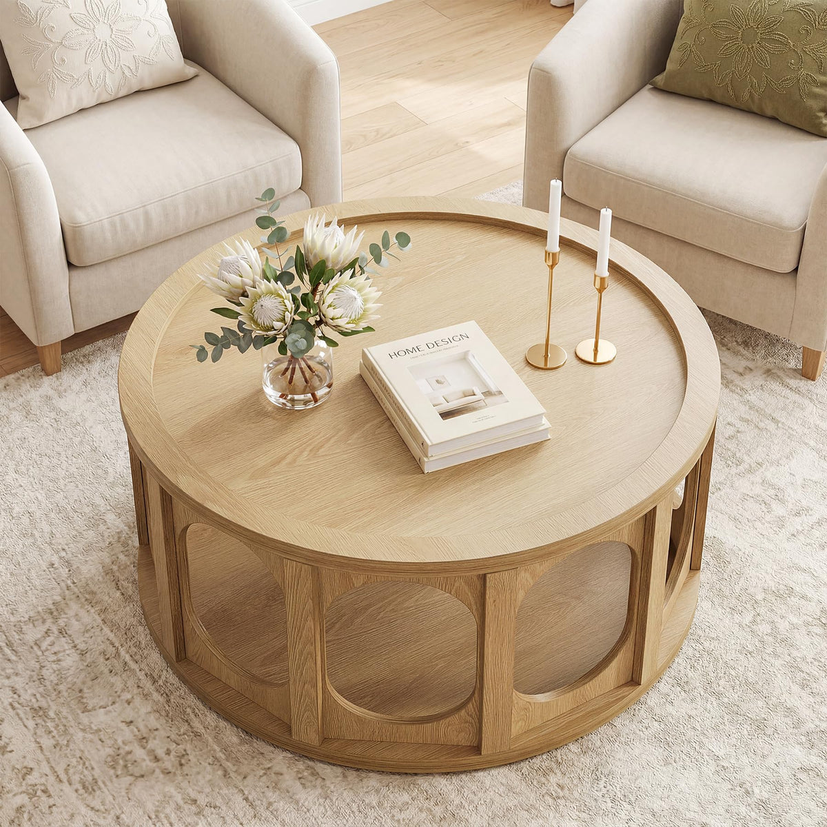 Round Coffee Table with Storage S879