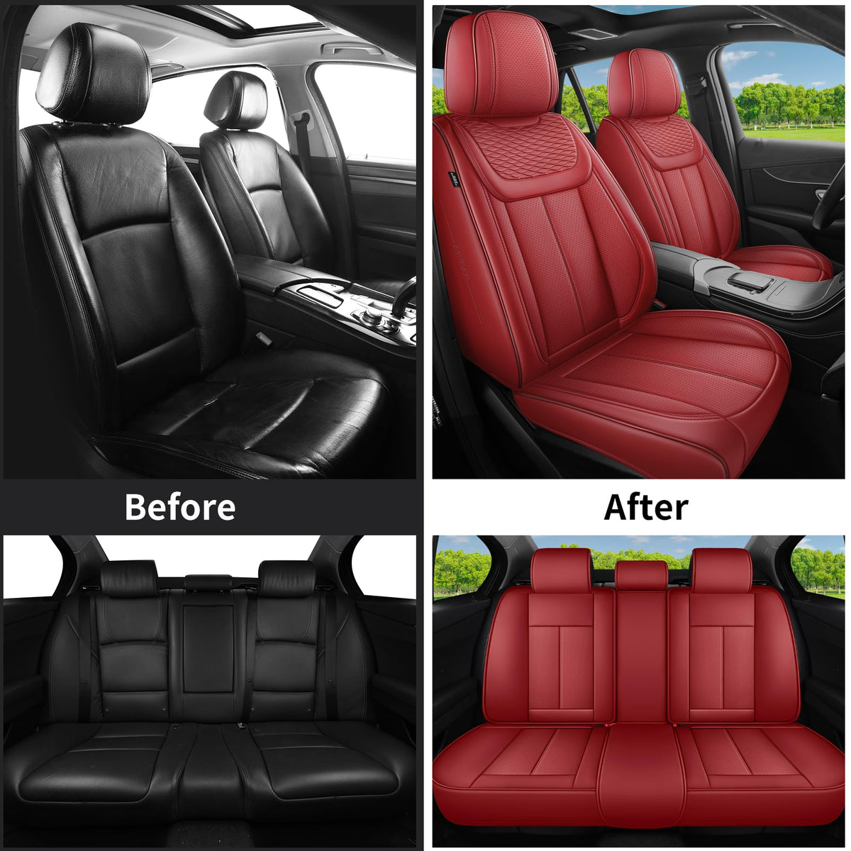 Red 5 Seat Car Seat Covers Full Set K12019