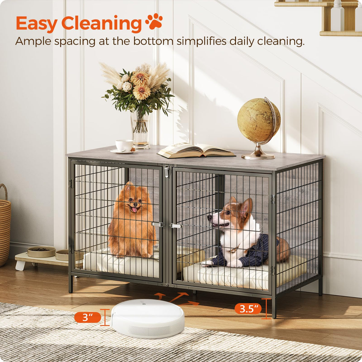 Greige Dog Crate Furniture A4362