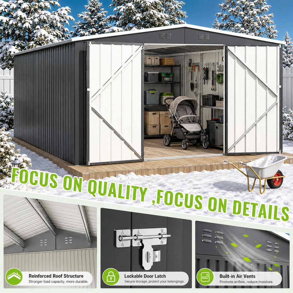 10x14 FT Metal Storage Shed F4626