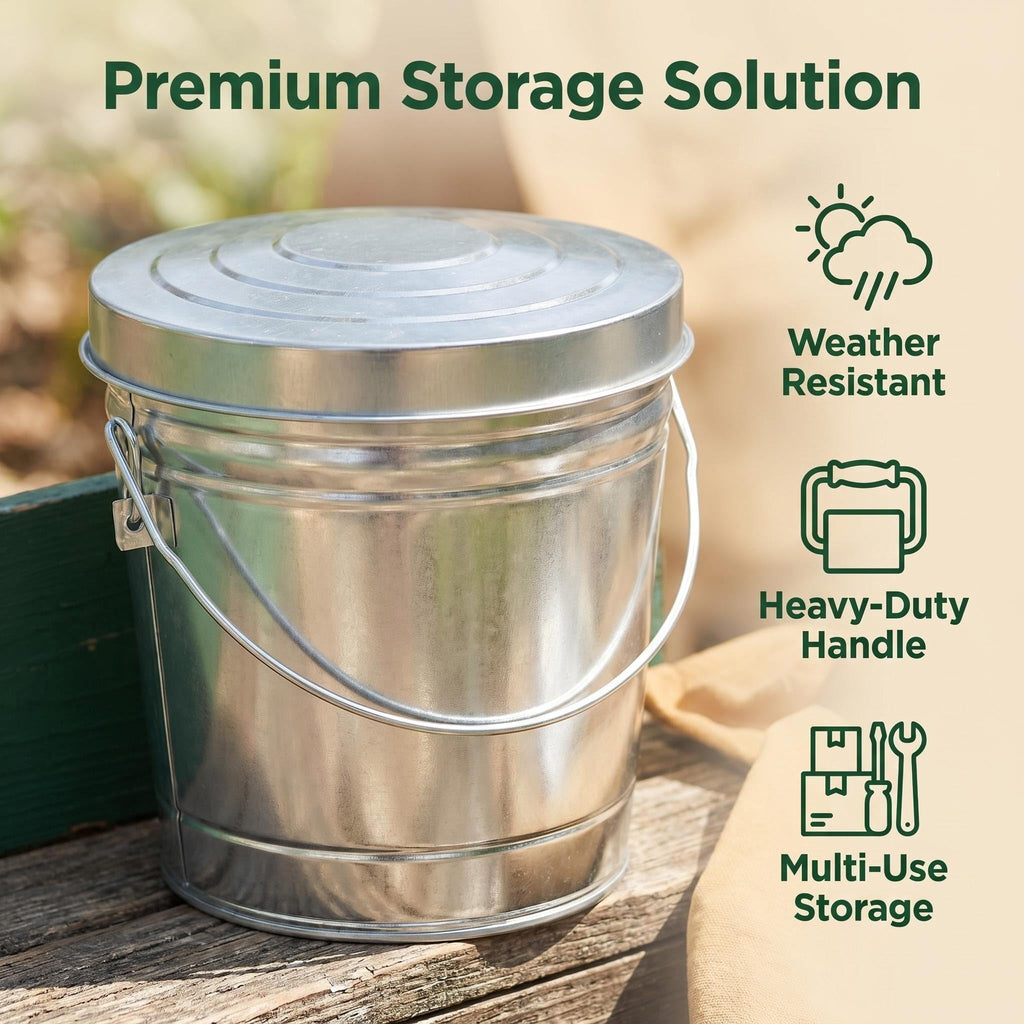 6 Gallon Galvanized Steel Bucket with Wire Bail Handle N642