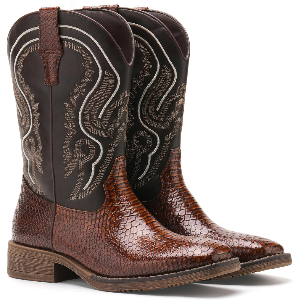 Faux Snake Skin Western Boots with Embroidery G790