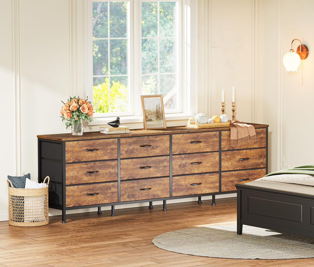 70 Inch 12 Fabric Drawer Dresser A9738