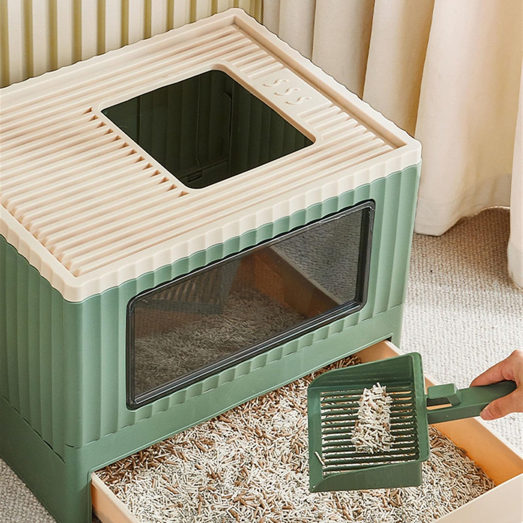Foldable Top Entry Cat Litter Box with Lid J89812