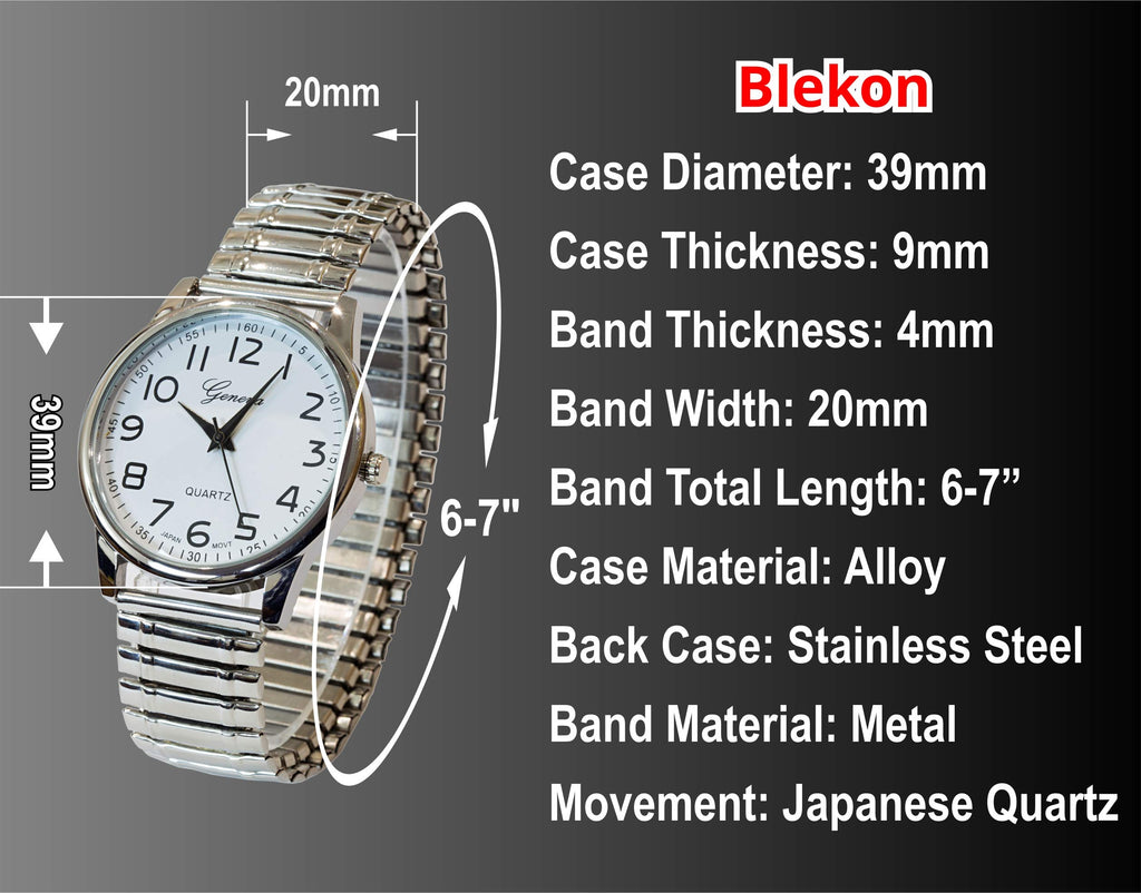 Large Face Easy to Read 40mm Japanese Quartz Stretch Band Watch X991359