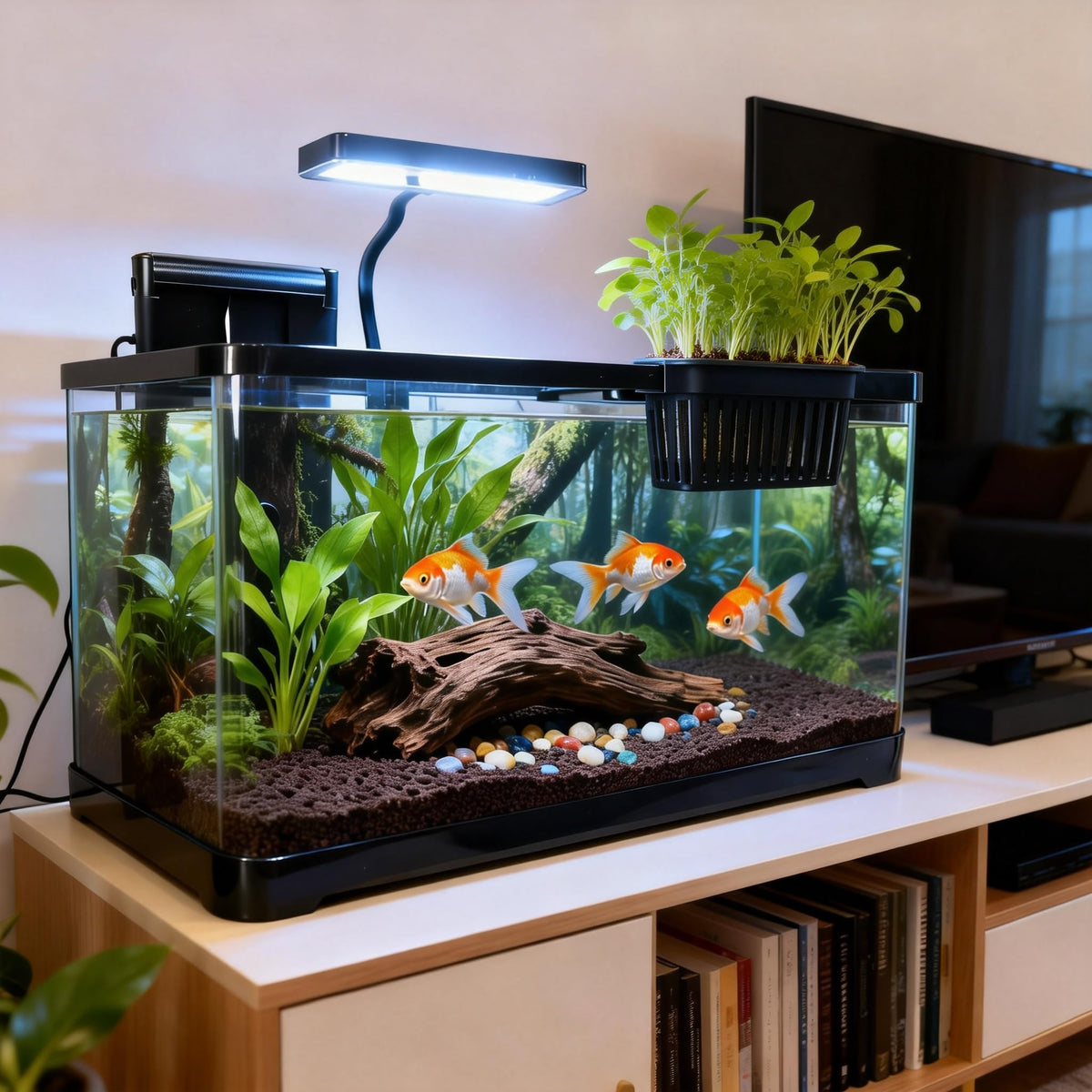5 Gallon Plastic Aquarium Starter Kit with Filter and LED Light F95900
