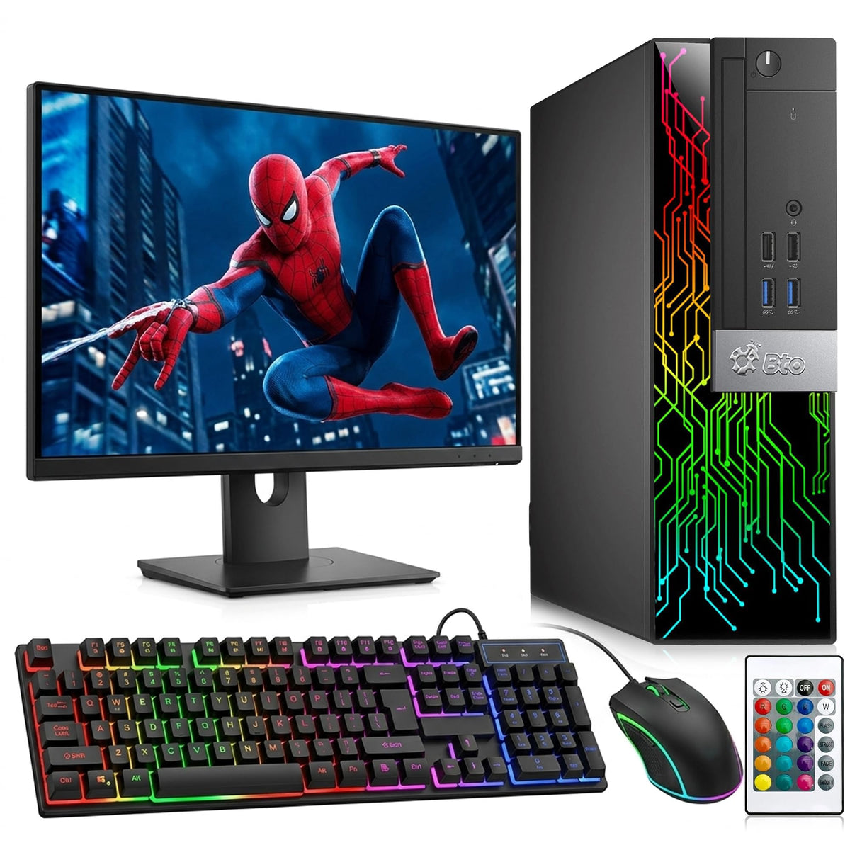 RGB Gaming PC with 24 Inch Monitor Intel i5 16GB RAM 512GB SSD H159