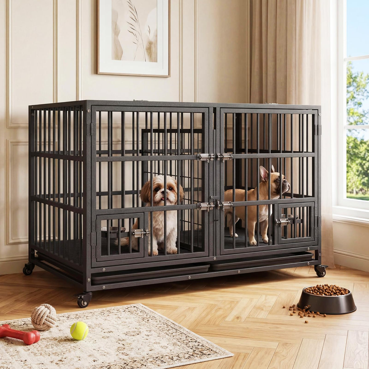 48 inch Heavy Duty Metal Dog Crate with 2 Door I21025