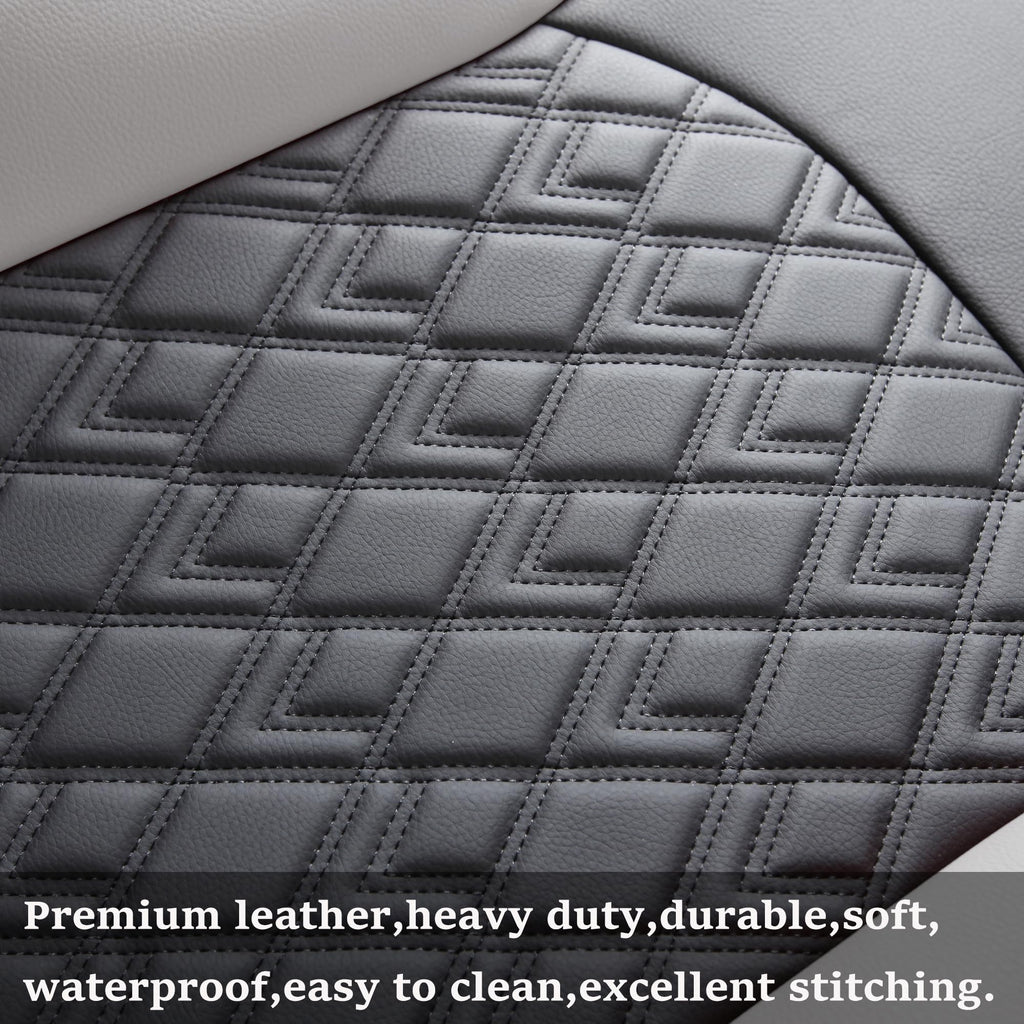 Leather Seat Covers for Chevy Silverado GMC Sierra, Custom Fit, Front Pair, Black Grey N4095