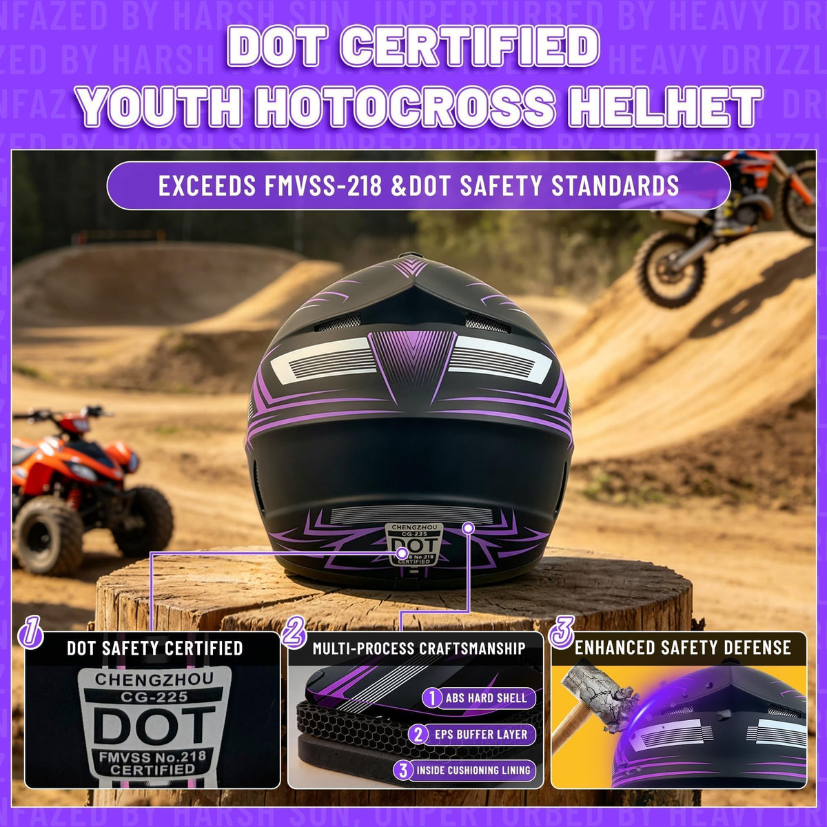 DOT Certified Kids Youth Full Face Motorcycle Helmet X7285