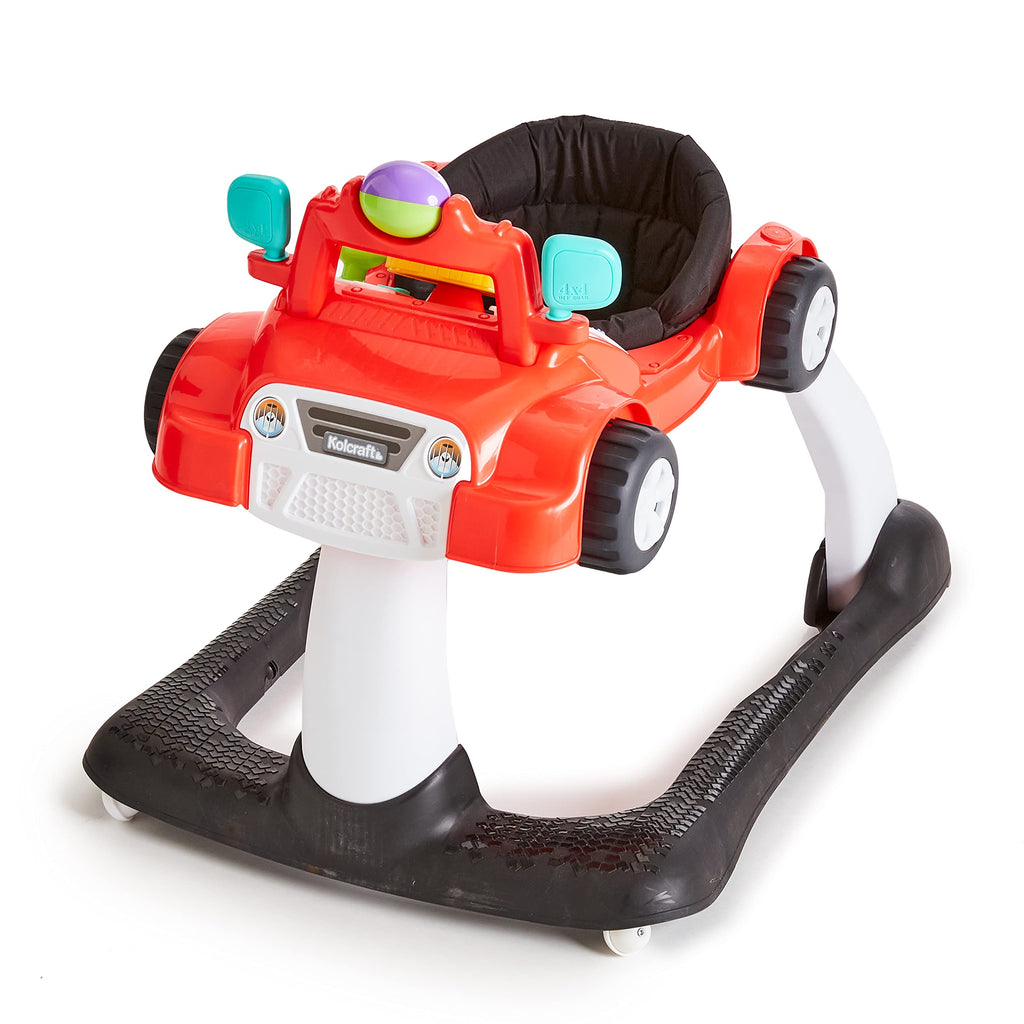 2-in-1 Baby Push Walker with Wheels, Seated or Walk-Behind, Racer Red E407