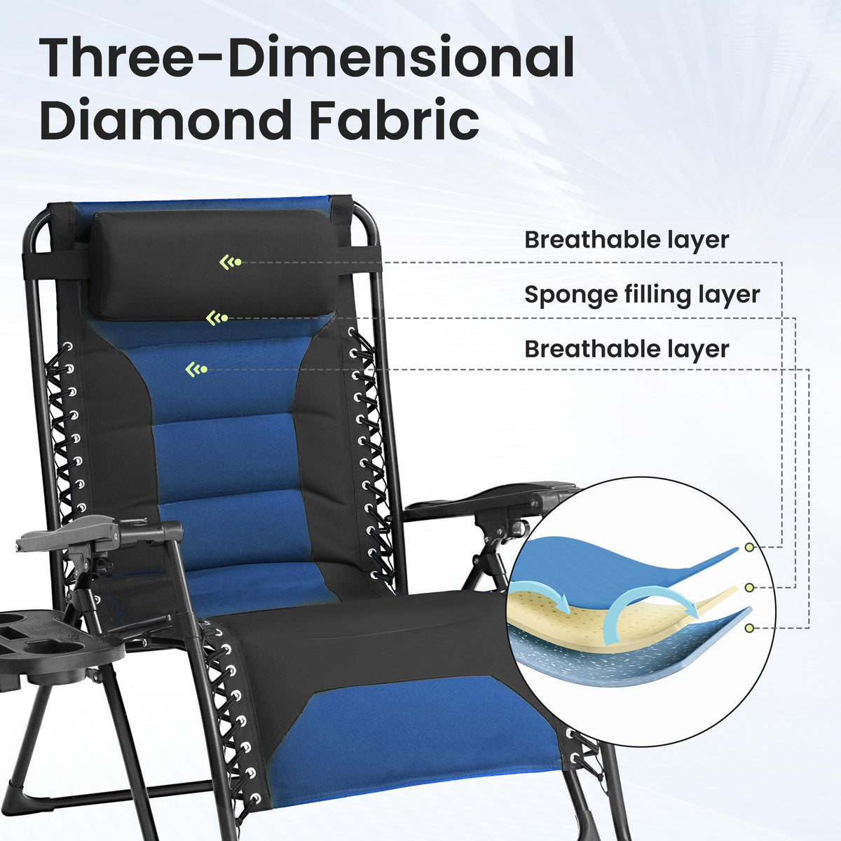 Oversized Zero Gravity Chair 2 Pack Black Blue K912
