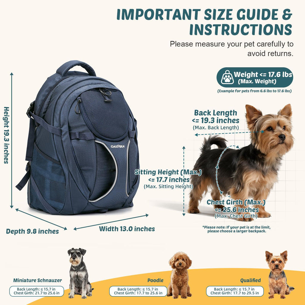 Dog Backpack Carrier, 2-in-1 Foldable 18 lbs Nylon Pet Travel Bag S5694