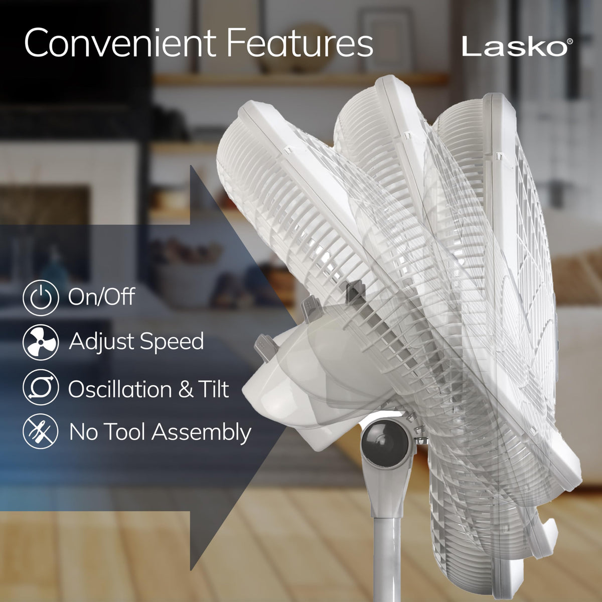 Oscillating Pedestal Fan with Adjustable Height and 3 Cooling Speeds, 18", White D555902