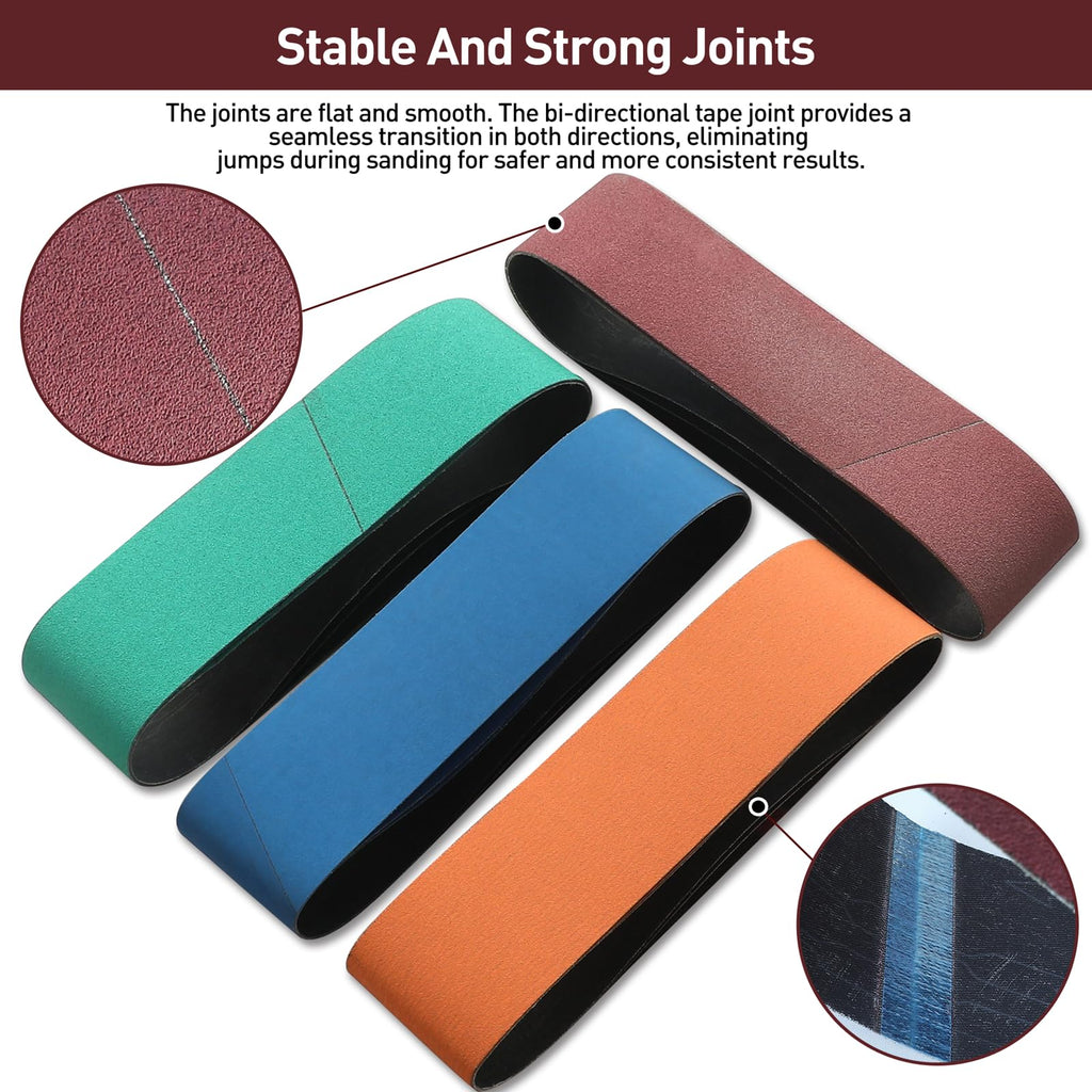 4" x 36" Assorted Grits 12 Pcs Aluminum Oxide Sanding Belts B62210