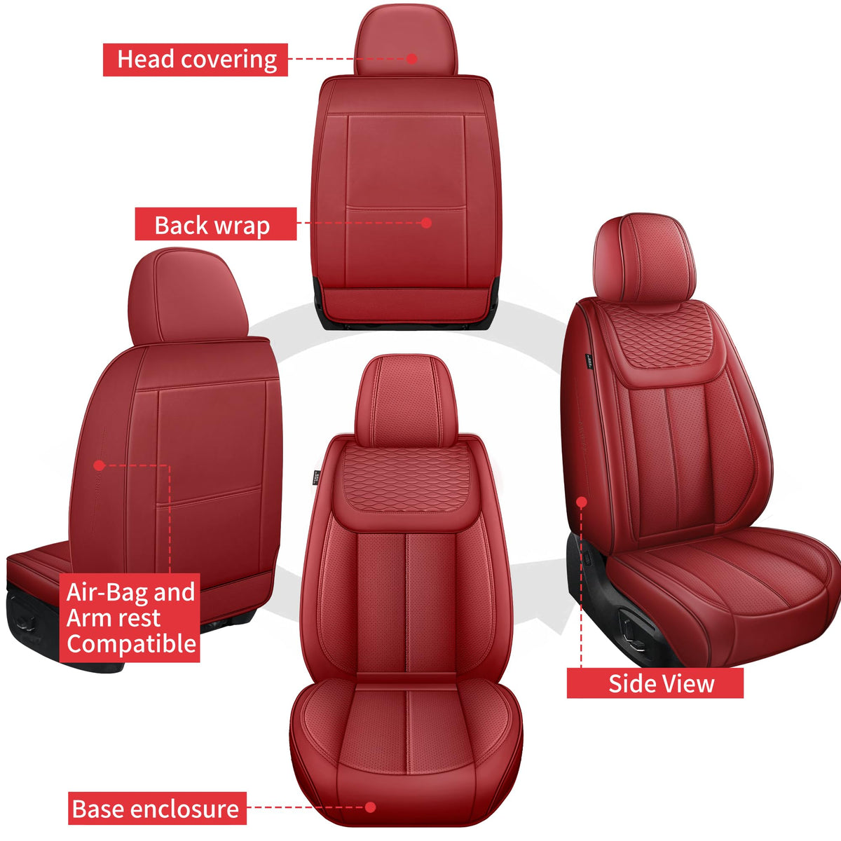 Red 5 Seat Car Seat Covers Full Set K12019