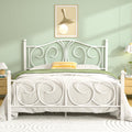 Full Size Pure White Metal Platform Bed Frame with Headboard and Footboard R6723