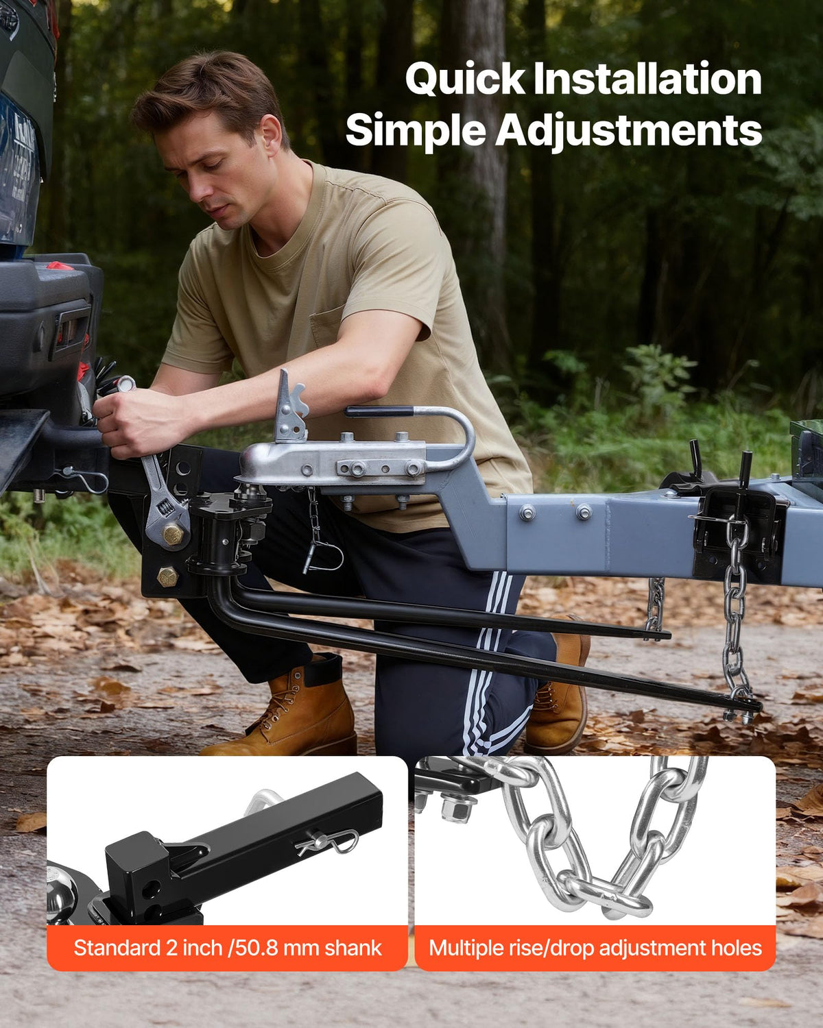 10000 lbs Weight Distribution Hitch with 2 in Shank and 2-5/16 in Ball R9402