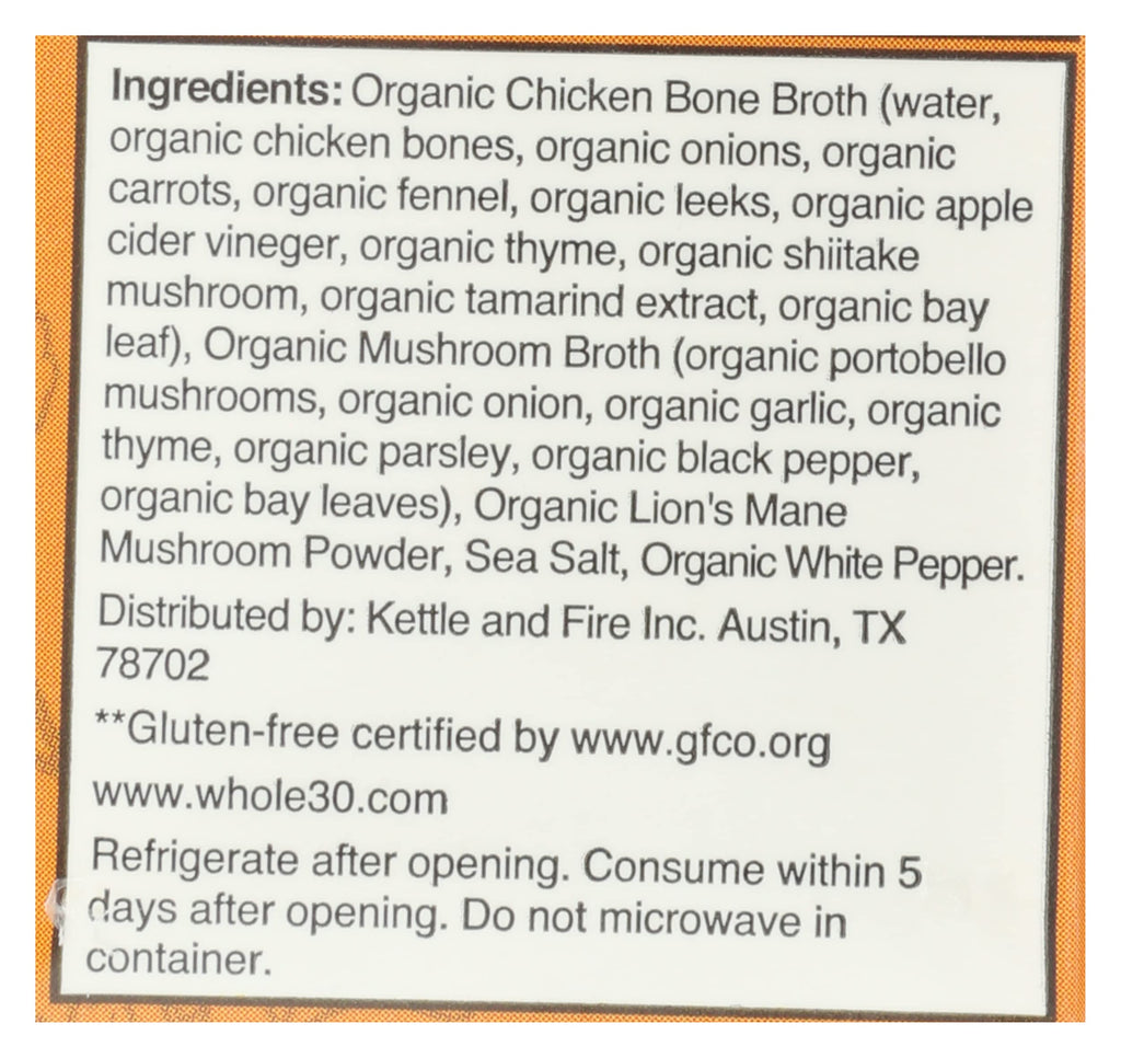 Mushroom Chicken Bone Broth 10g Protein Gluten Free 16.9 Oz Pack of 6 S79112