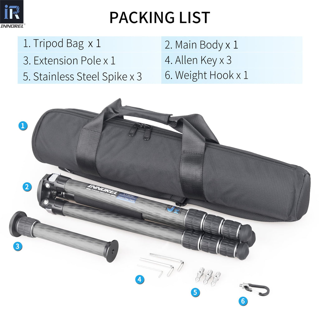 Carbon Fiber Tripod Without Head Portable Compact Travel Tripod 55lbs Max Load D244