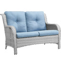 Light Gray Wicker Rattan Outdoor Loveseat Bench N95296