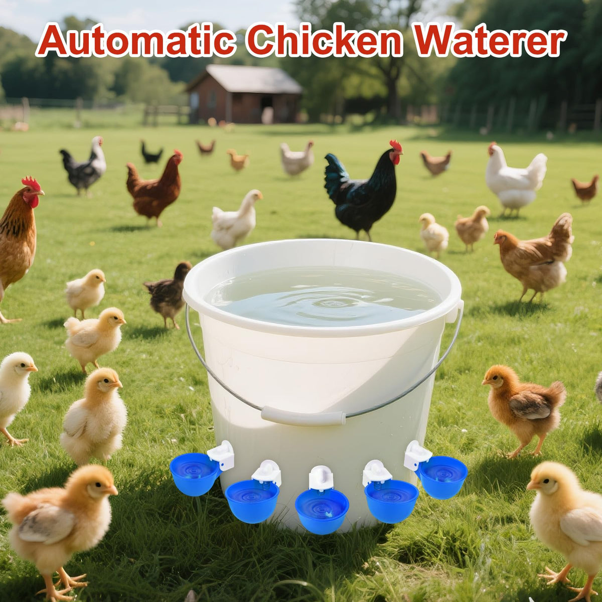 8 Pack Blue Automatic Chicken Waterer Cups G6052