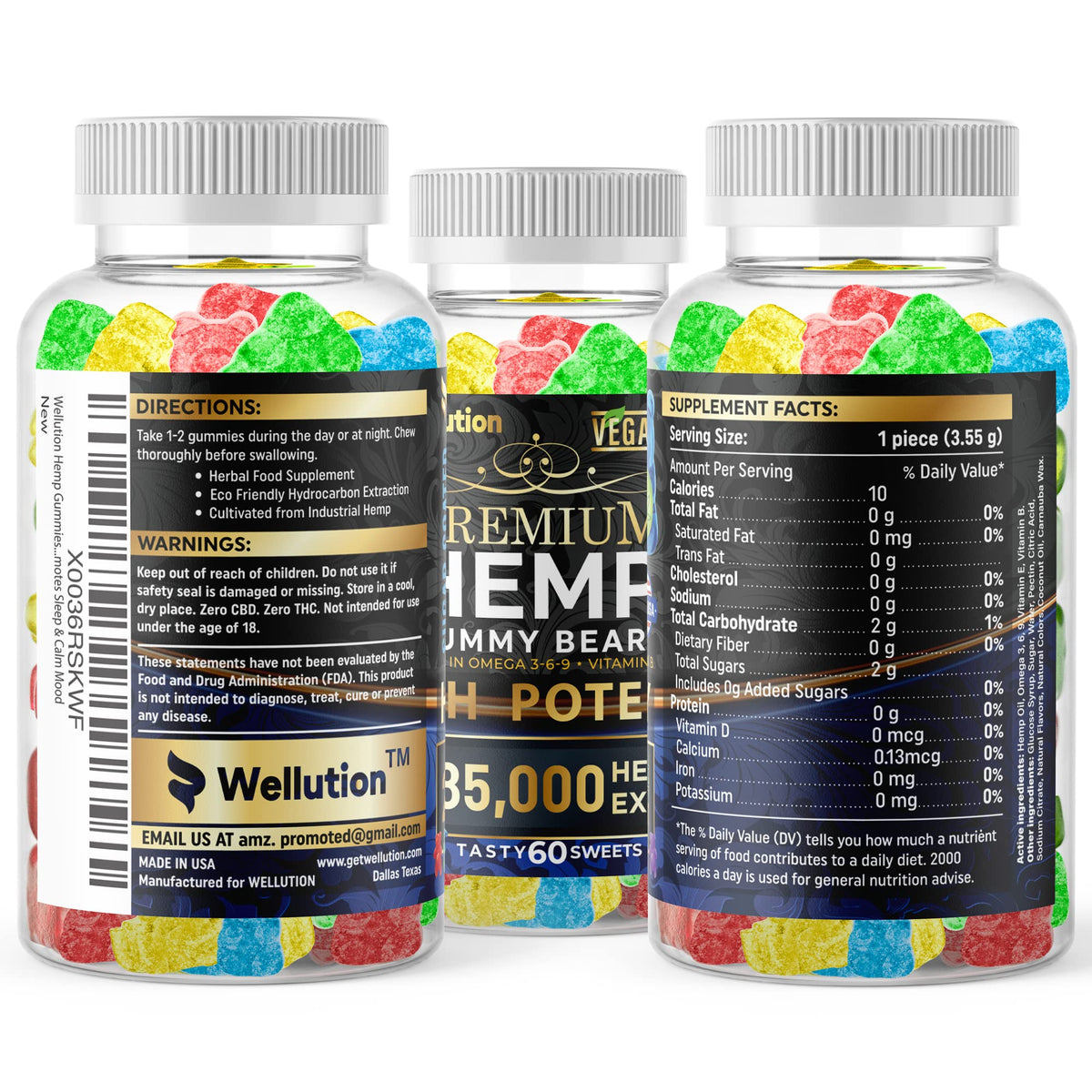 Sugar-Coated Hemp Gummies 2,985,000 MCG 60ct L55021
