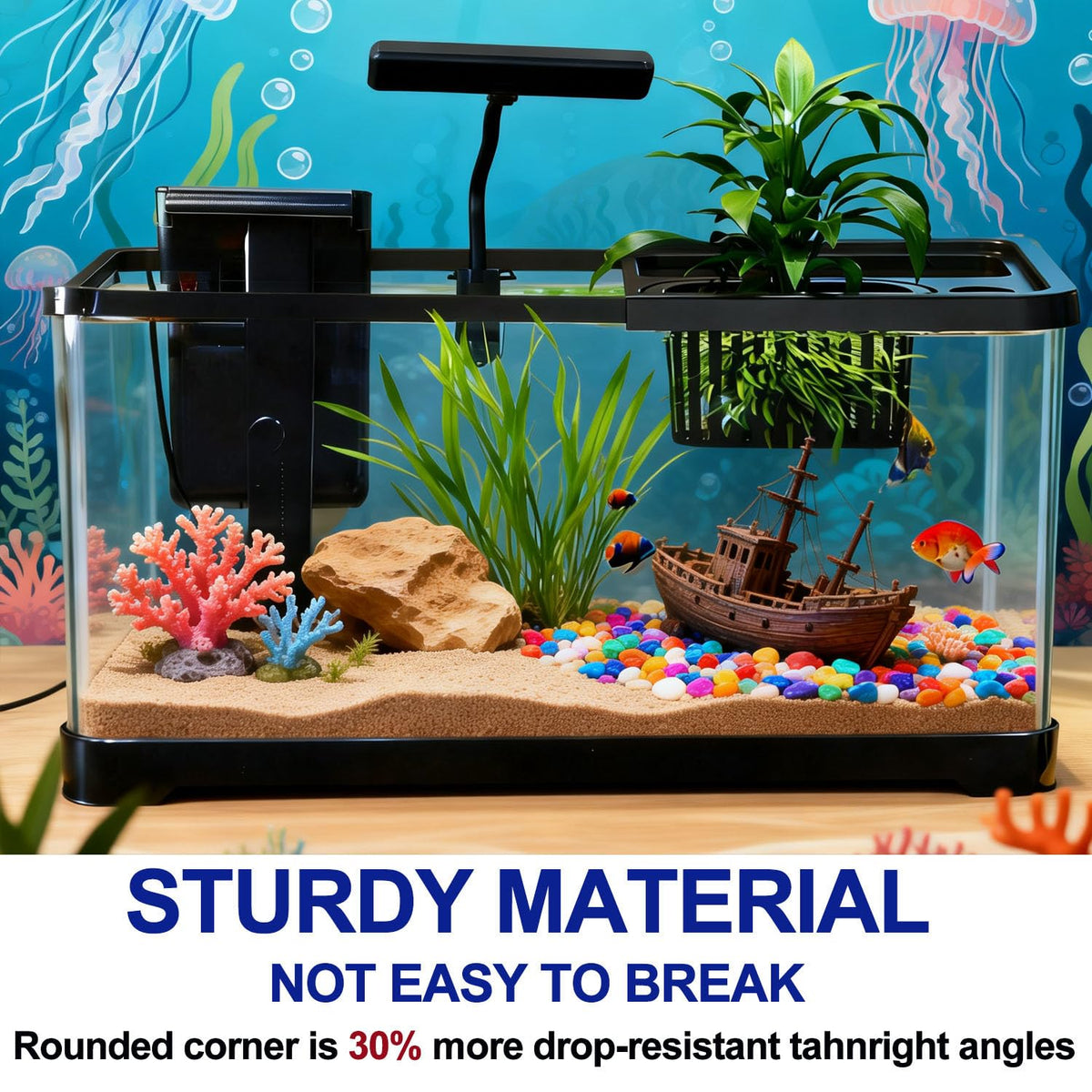 5 Gallon Plastic Aquarium Starter Kit with Filter and LED Light F95900