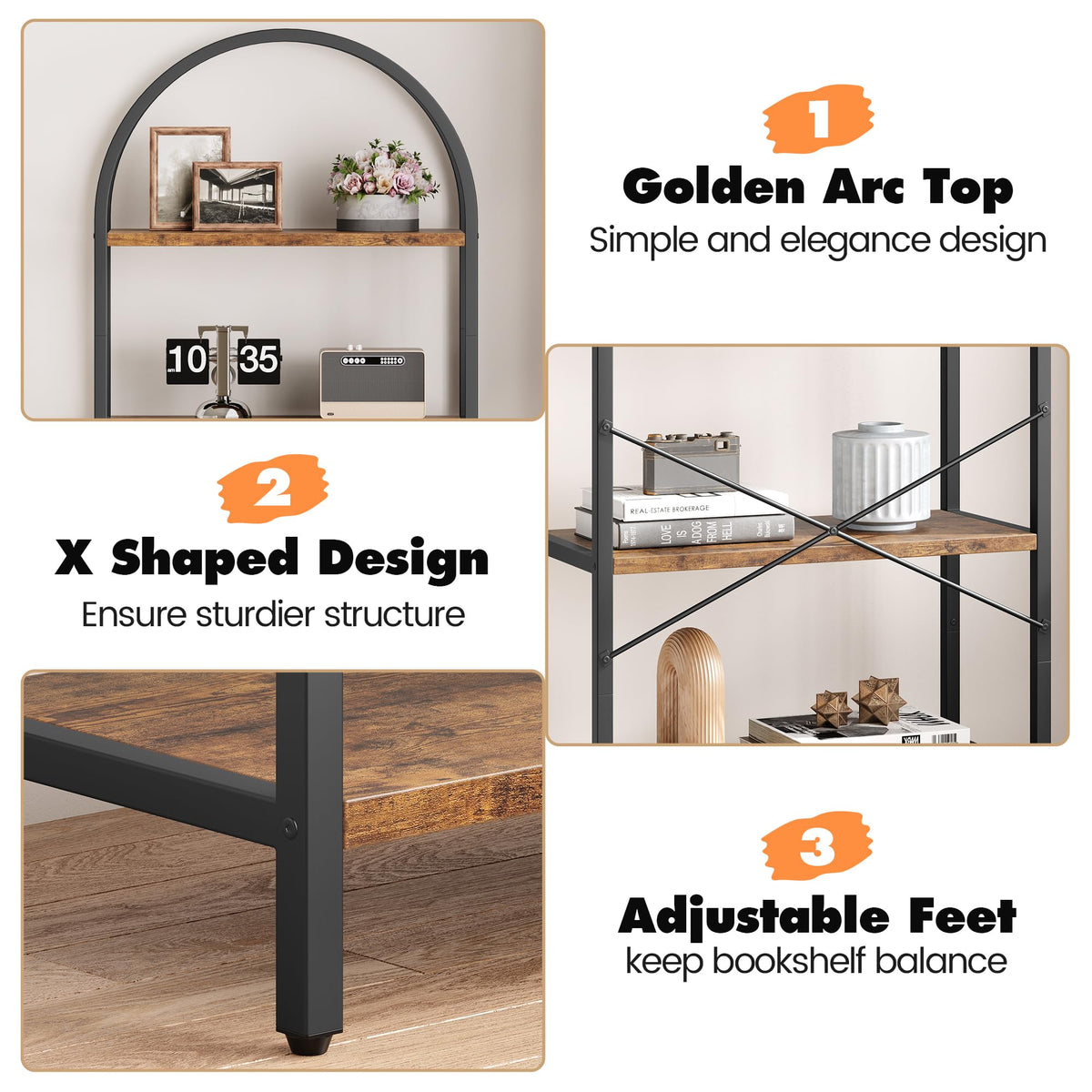 5 Tier Metal Frame Bookshelf T8543
