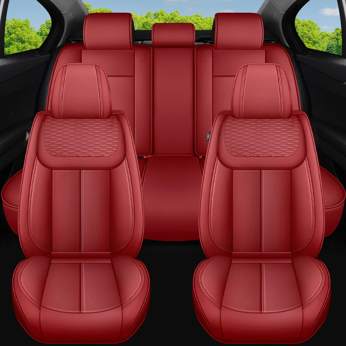 Red 5 Seat Car Seat Covers Full Set K12019