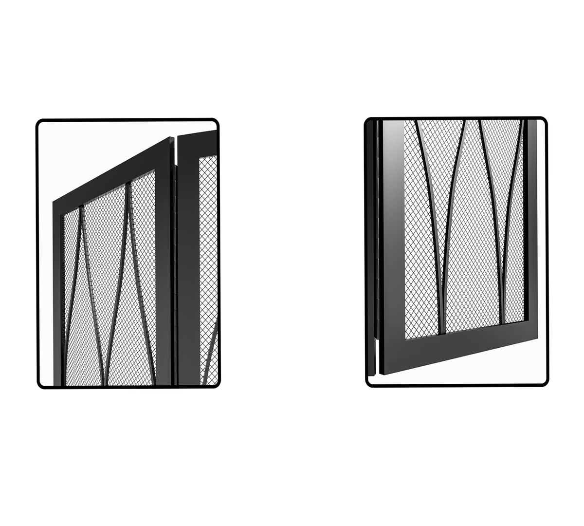 Childproof 3-Panel Wrought Iron Fireplace Screen D1372