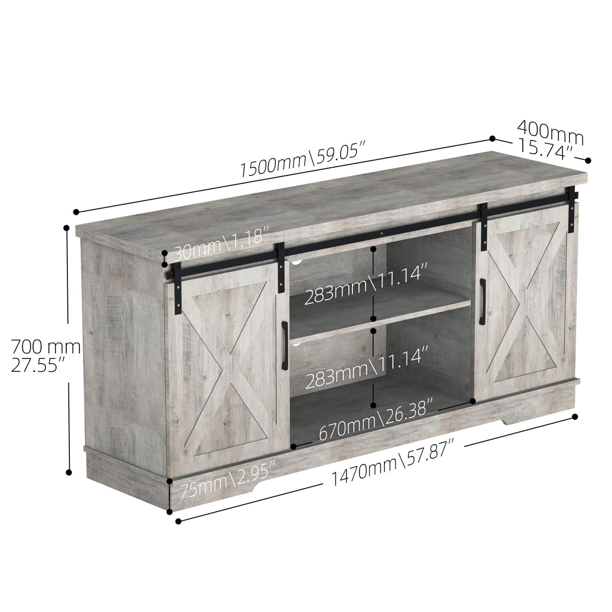 65 Inch Oak TV Stand with Storage Cabinet I409