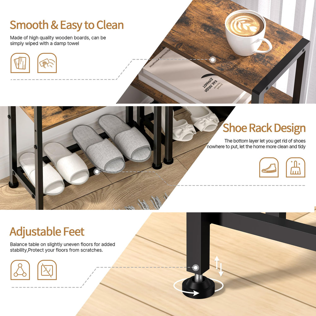 Narrow 2-Tier Side Table with Shelf K61655