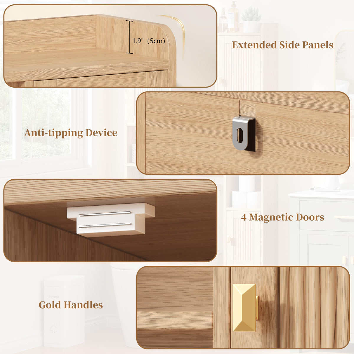 Over The Toilet Storage Cabinet with 4 Doors J267
