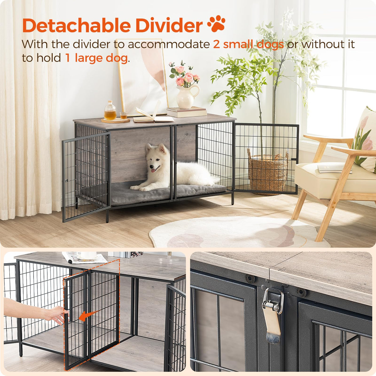 Greige Dog Crate Furniture A4362