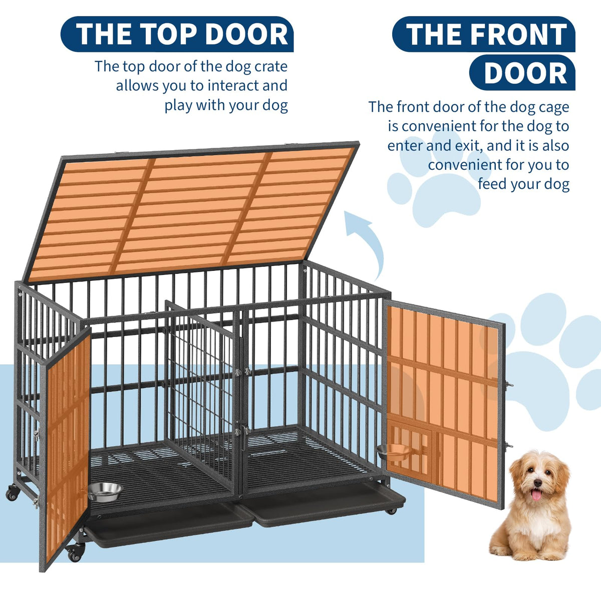 48 inch Heavy Duty Metal Dog Crate with 2 Door I21025