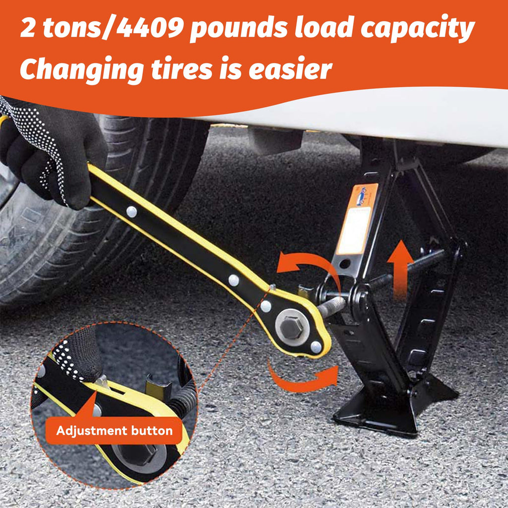 Portable 2 Ton Scissor Jack and Stand Kit with Lug Wrench D80900
