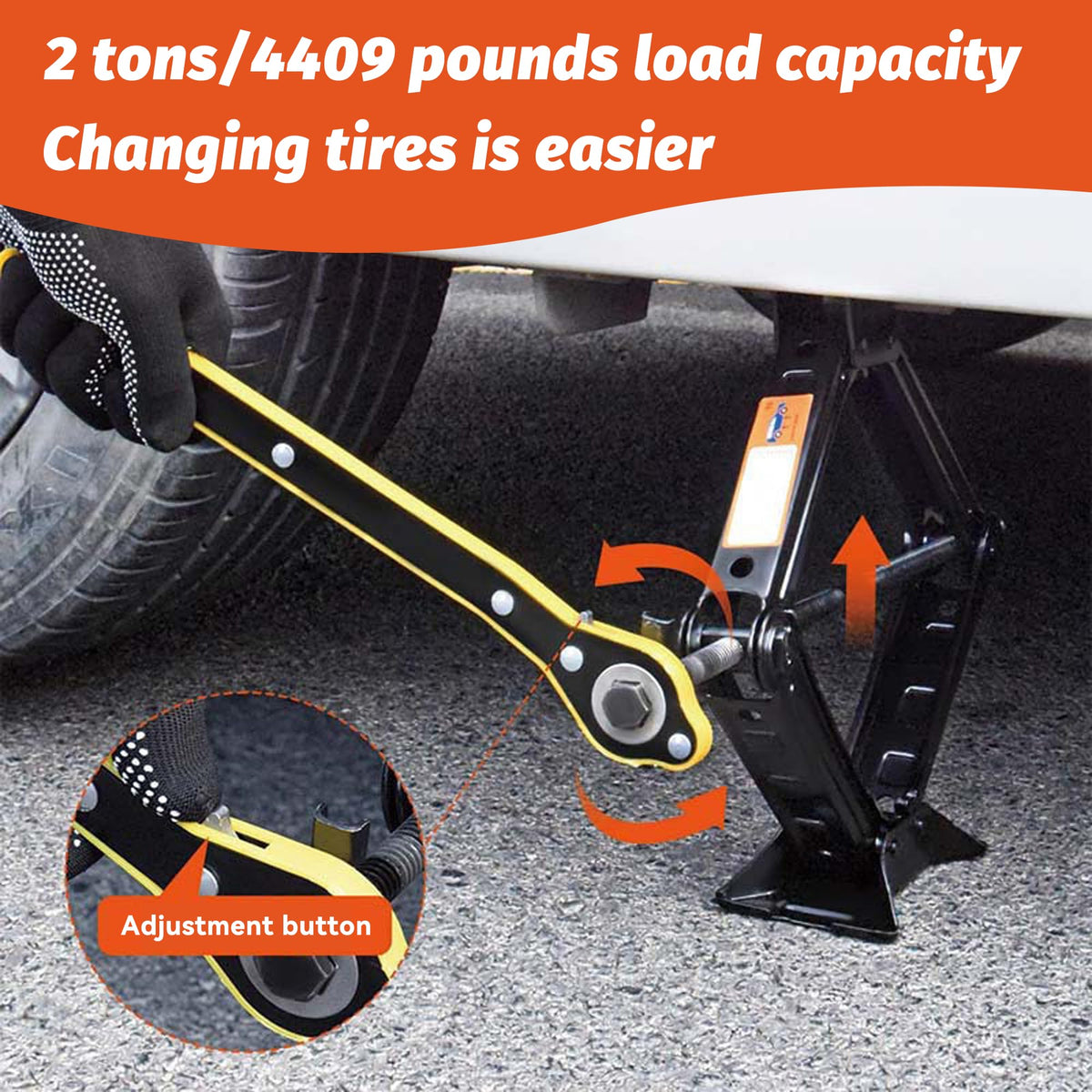 Portable 2 Ton Scissor Jack and Stand Kit with Lug Wrench D80900