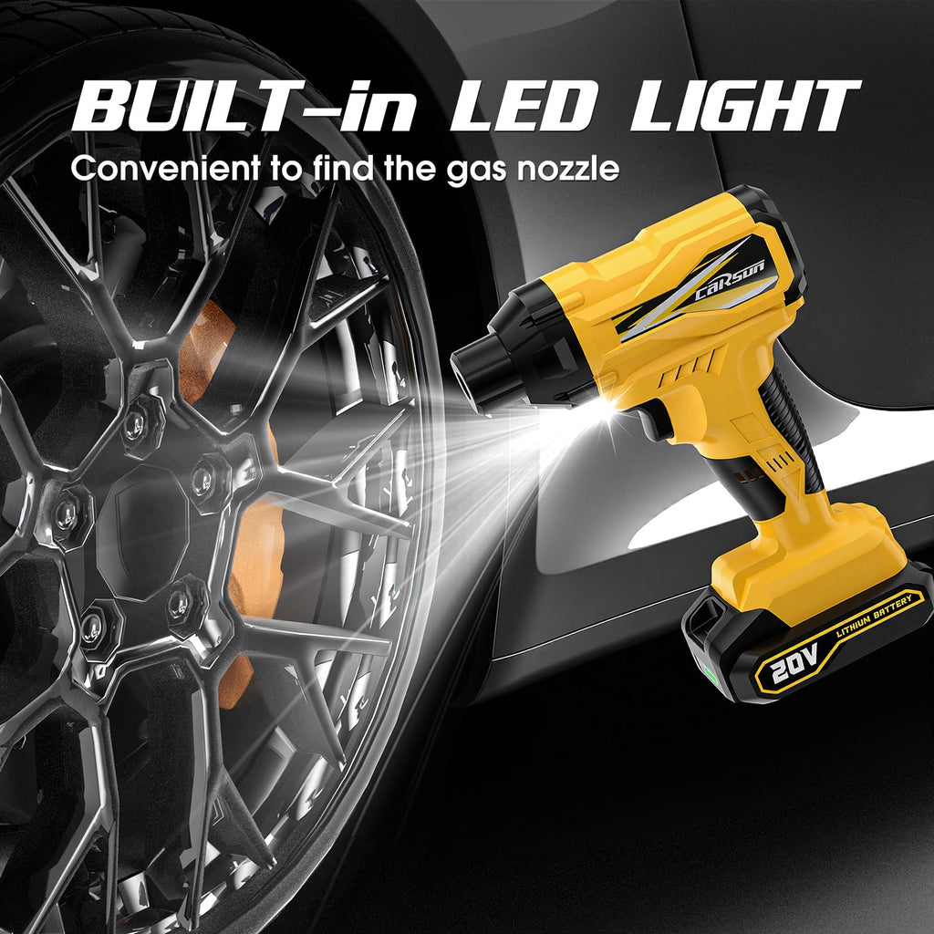 20V Cordless Portable Air Compressor 150 PSI Yellow R2698