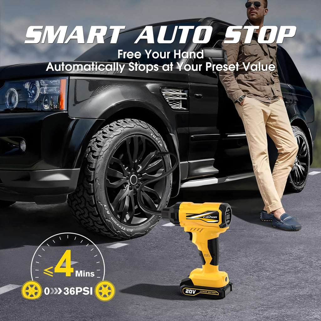 20V Cordless Portable Air Compressor 150 PSI Yellow R2698