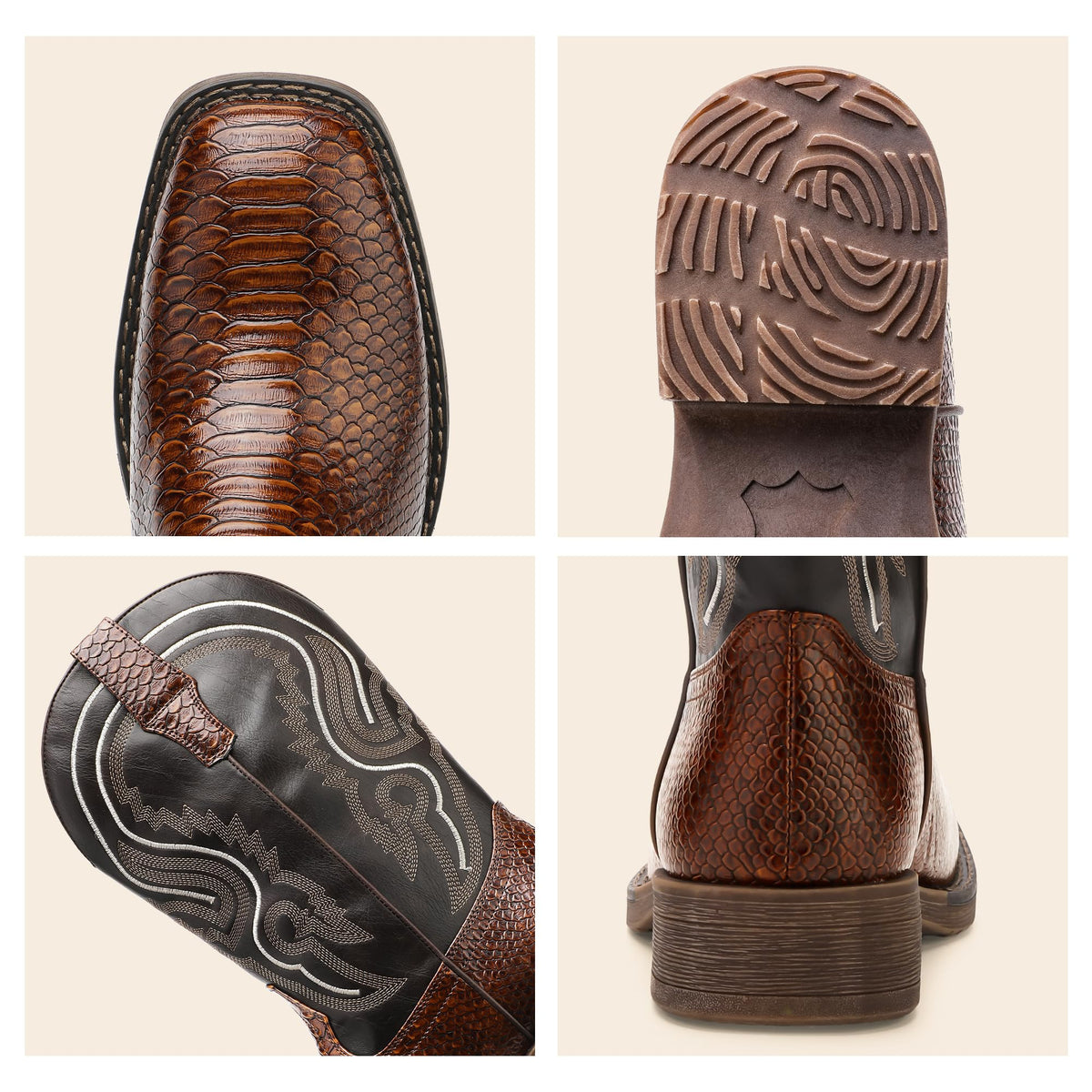 Faux Snake Skin Western Boots with Embroidery G790