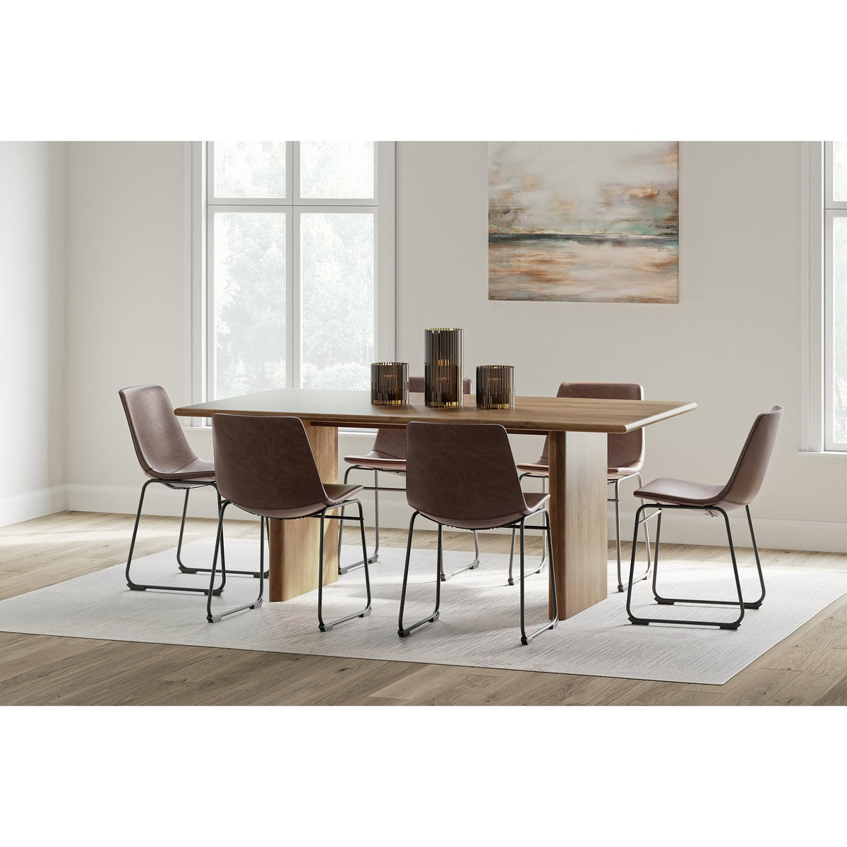 Mid-Century Dining Chair Set of 2 Brown N592