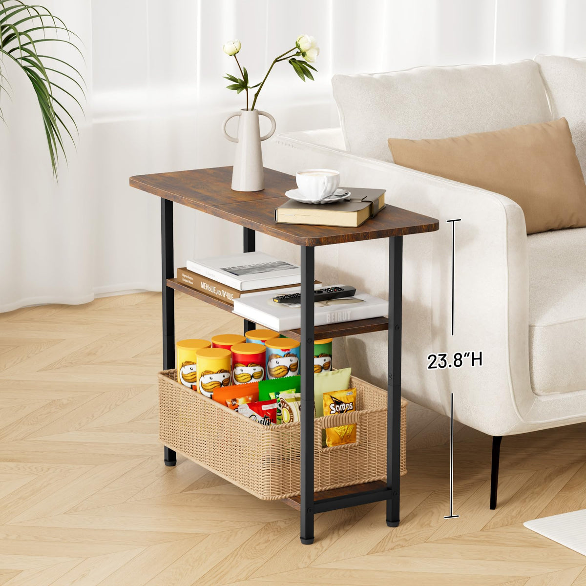 3-Tier Side Table with Storage Tabletop H5605