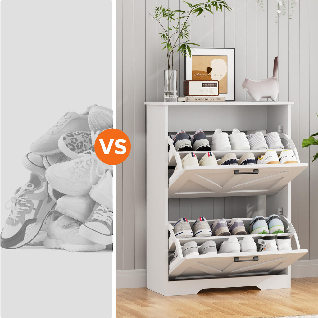 Farmhouse Shoe Cabinet with 2 Flip Drawers H55538