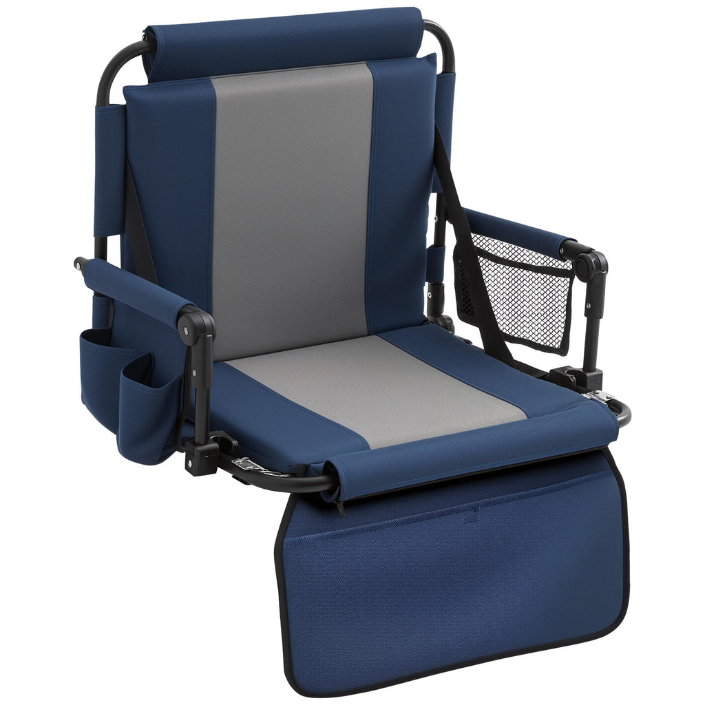 Portable Foldable Bleacher Chair with Cup Holders Blue H38776