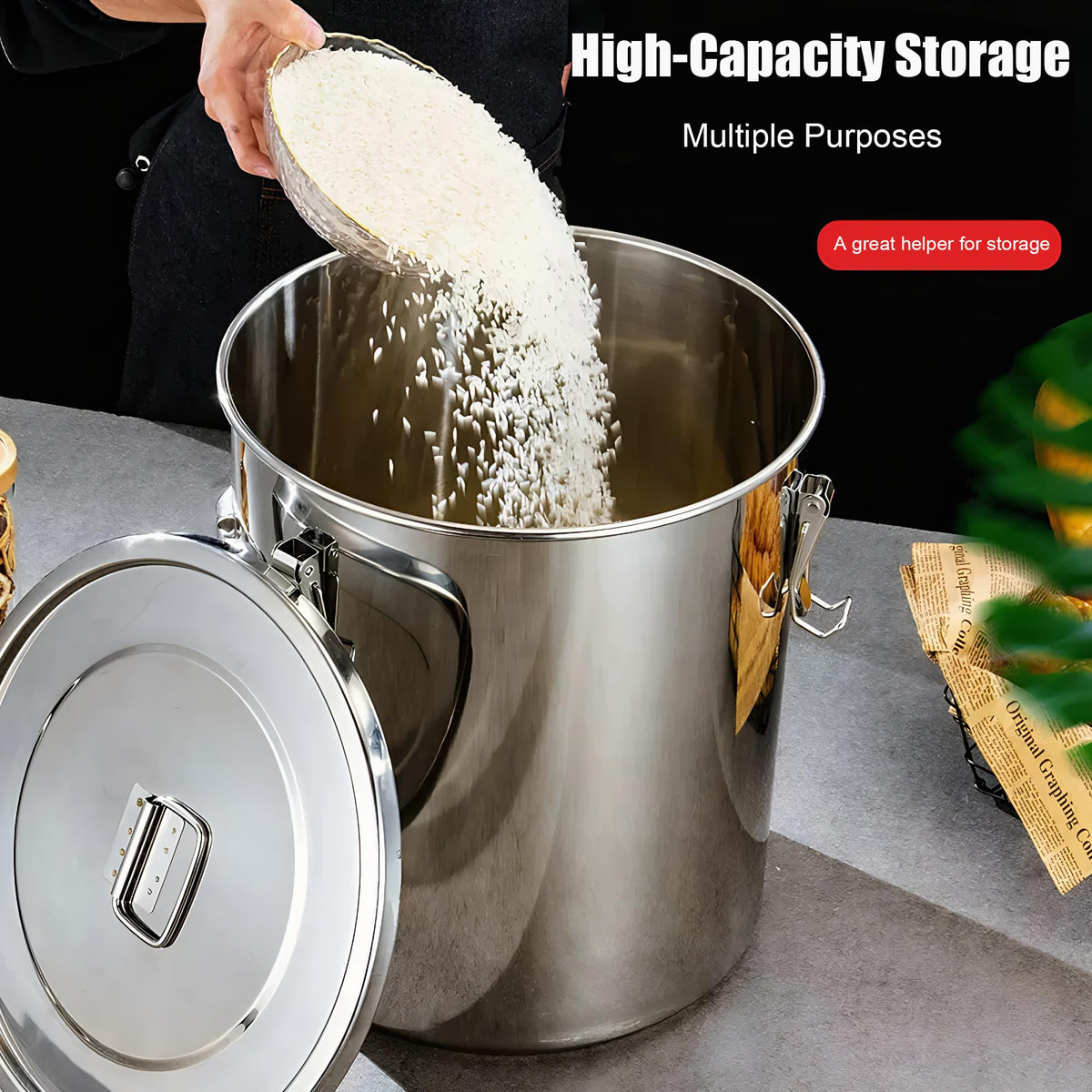 5.5Gal 304 Stainless Steel Airtight Canister Q48656