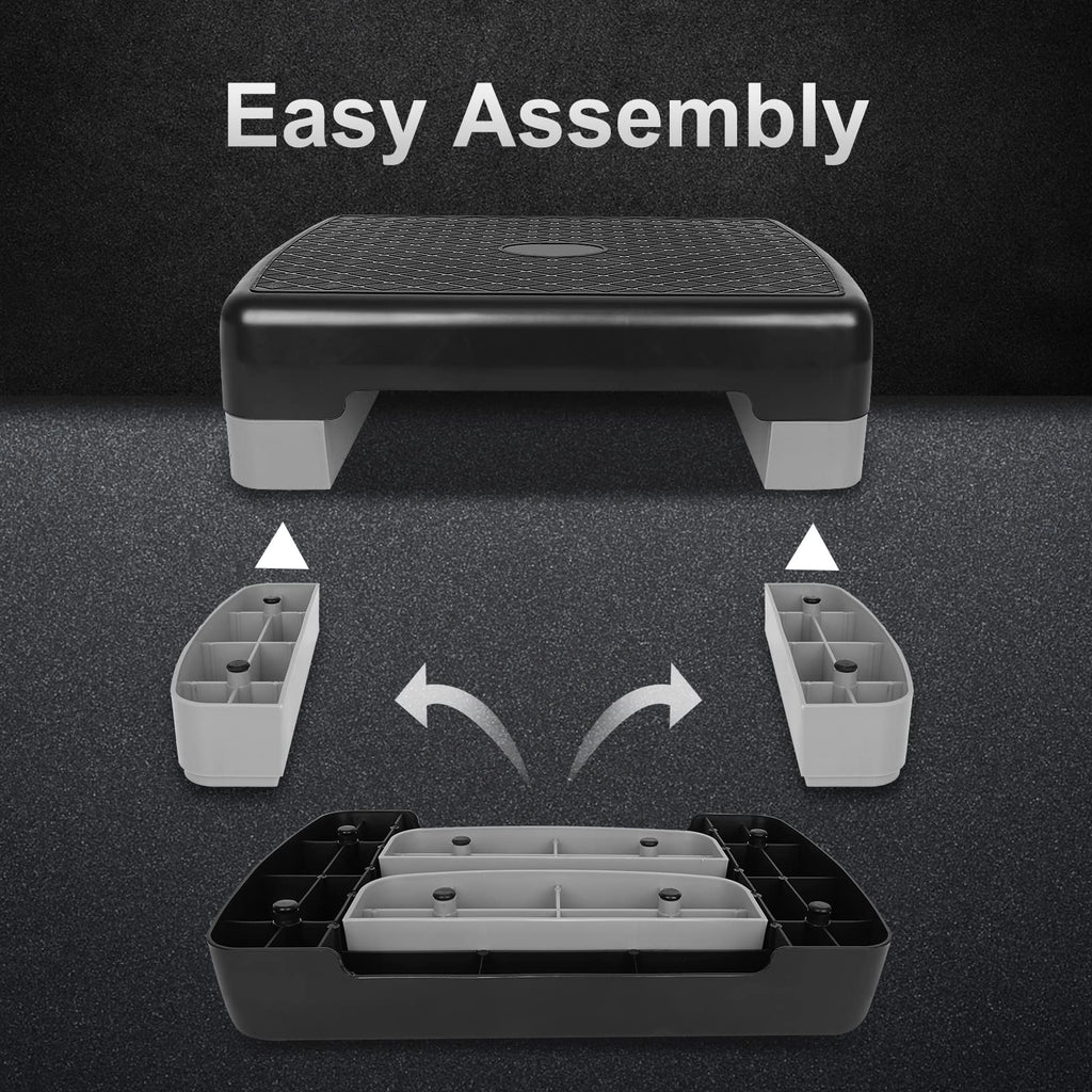 Adjustable 4"-6" Step Aerobics Platform with 2 Riser W7263
