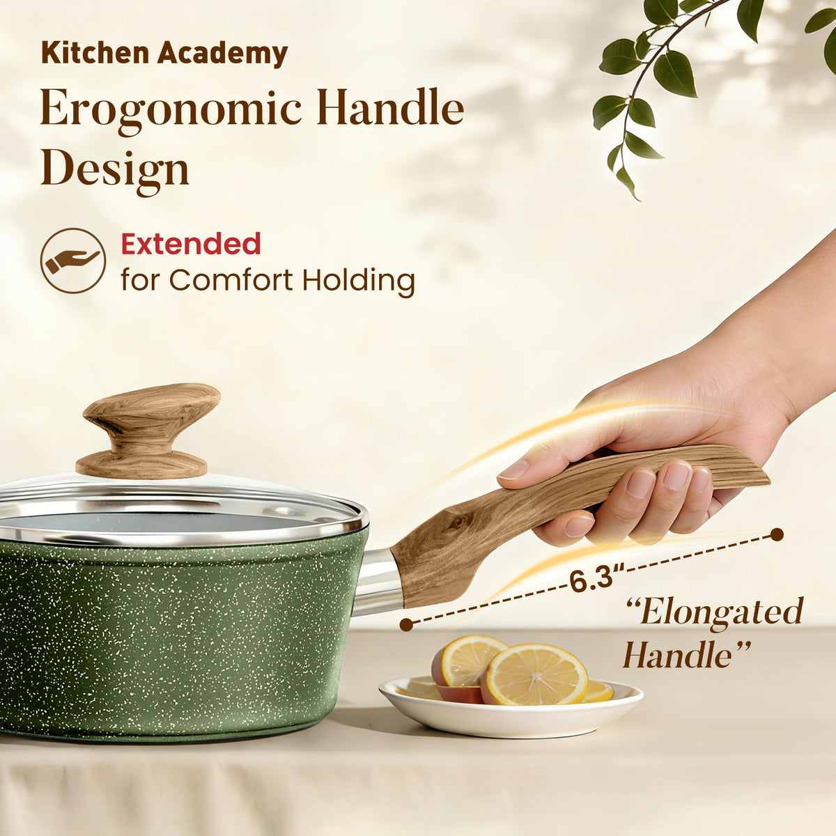 Non Stick Sage Green Cookware Set H32055