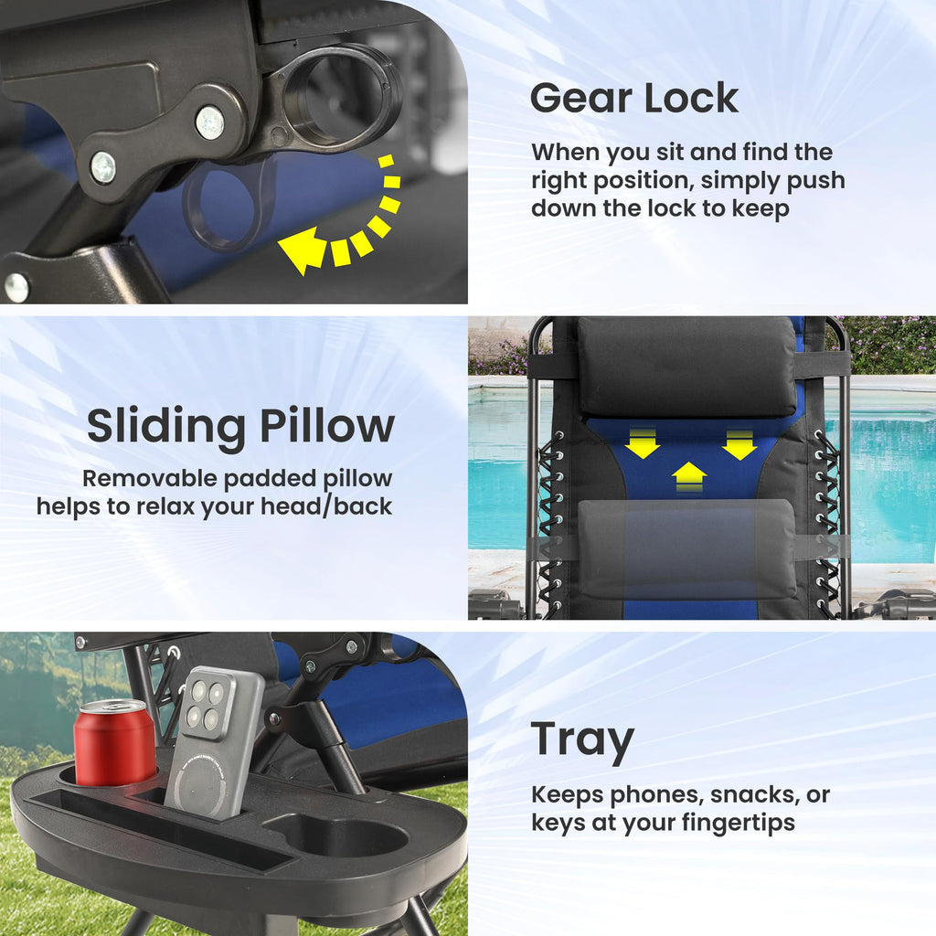 Oversized Zero Gravity Chair 2 Pack Black Blue K912