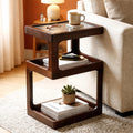 Solid Wood 3 Tier Brown Side Table D676435